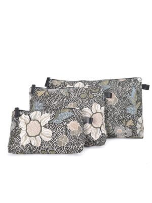 Black Flower Linen Cosmetic