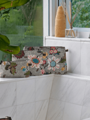 Cosmetic Grey Flower Linen