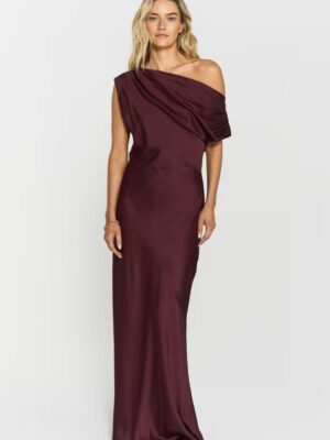 Vanessa Satin Dress Burgundy