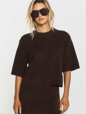 Madina Short Sleeve Knit Mocha Brown