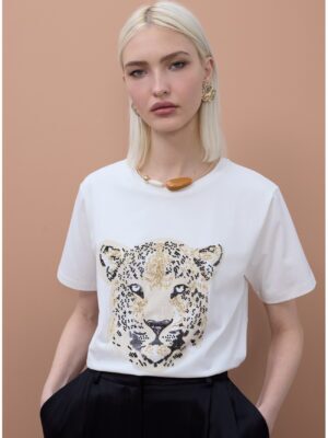 T-shirt - Beaded Leopard Face