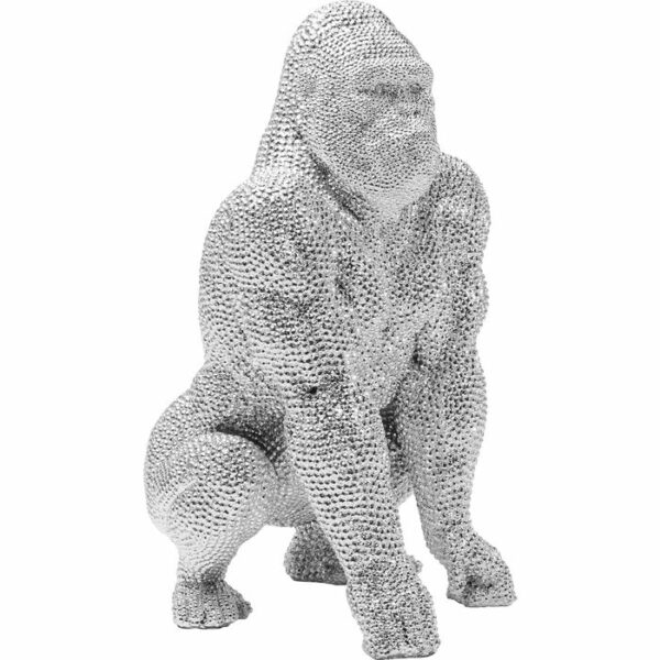 Deco Figureine Shiny Gorilla Silver 46 cm