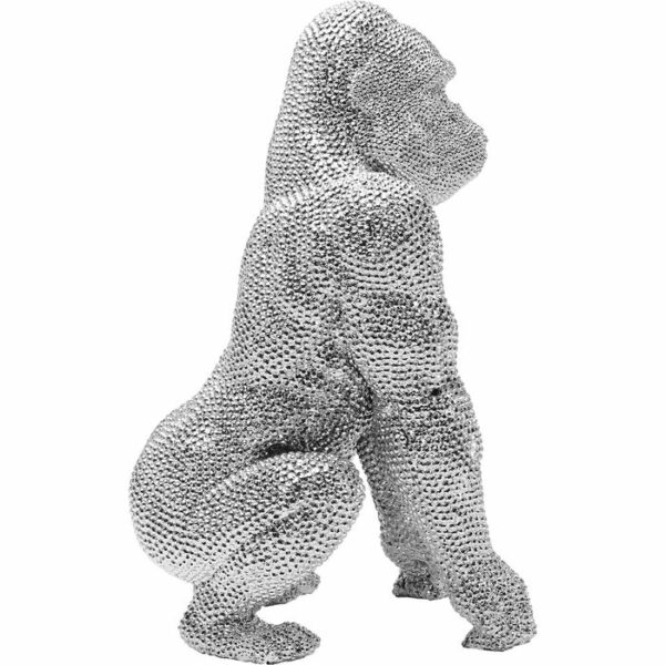 Deco Figureine Shiny Gorilla Silver 46 cm