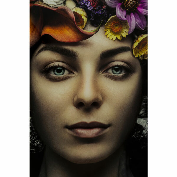 Picture Glass Flower Art Lady 120x120cm