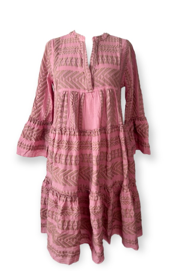 Midi Dress Ella Camel/Pink