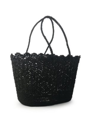 Round Star Crochet Basket Black