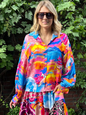 Blouse Upside and Down Blue/Pink/Lila