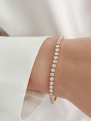 Elastic tennis bracelet, crystal gold