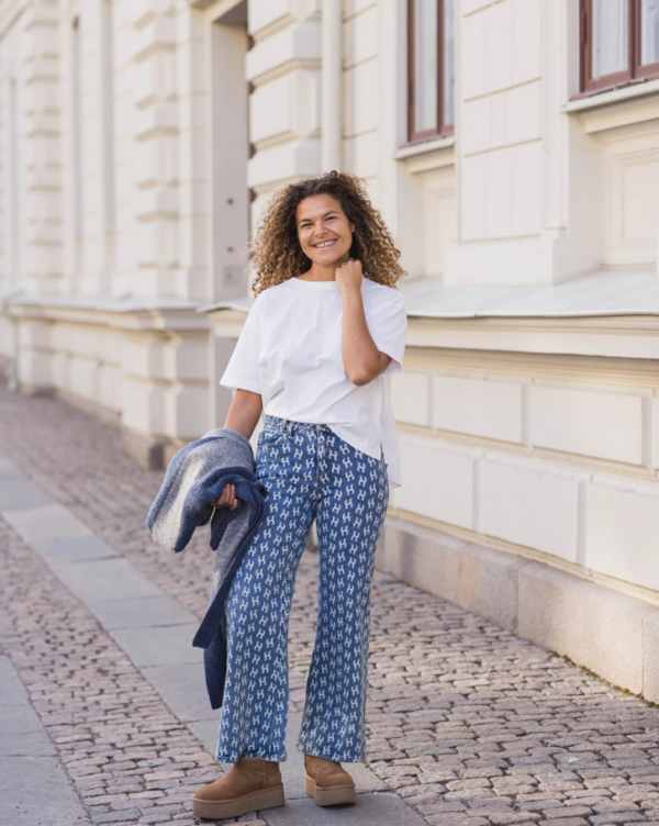 Jeans Megan Wide Leg Printed Blue - Image 4