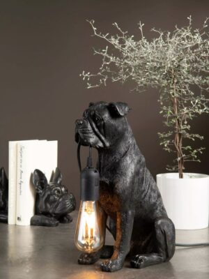 Bordslampa Hund Svart/Brun Poly