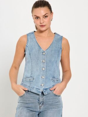 Väst Halsey ljus denim