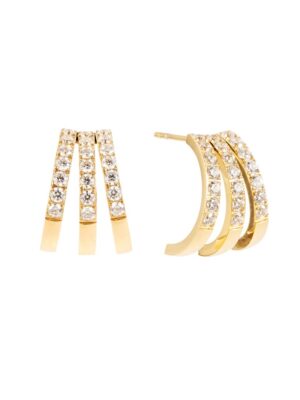 Trippel crystal earring, Gold