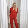 Melina Linen Blouse Red