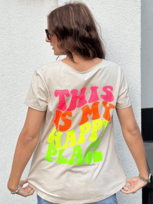 T-shirt This is my happy place Sand/Multi
