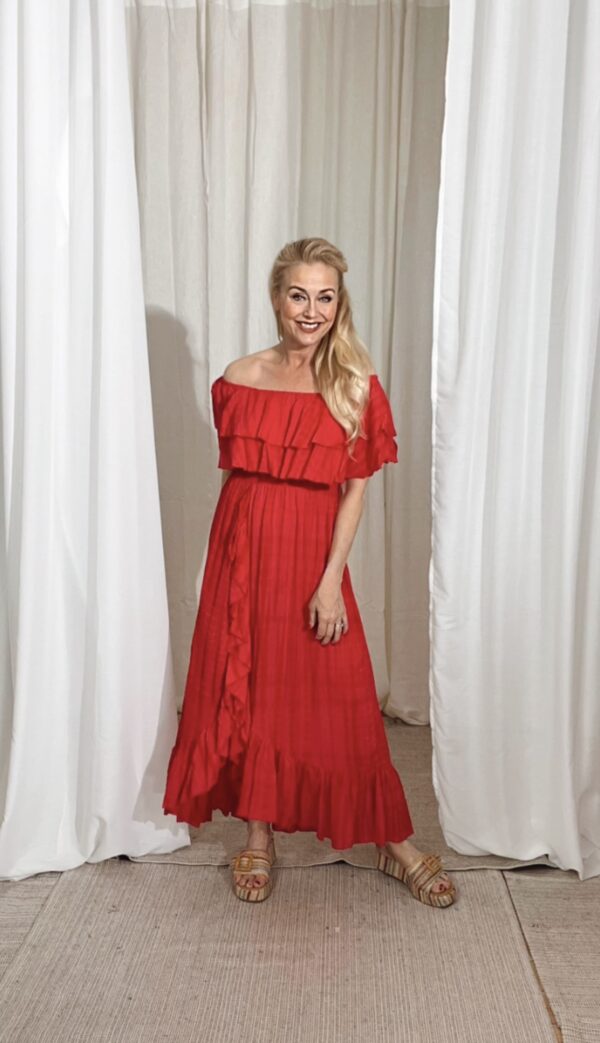 Bamboo Dress Tie Dye Red