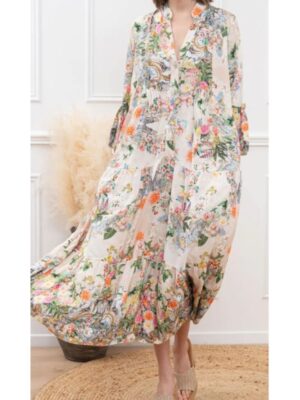 Klänning Flower Mix Beige