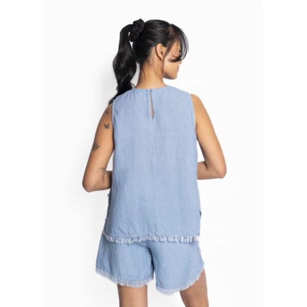Lila Linen Top Faded Denim