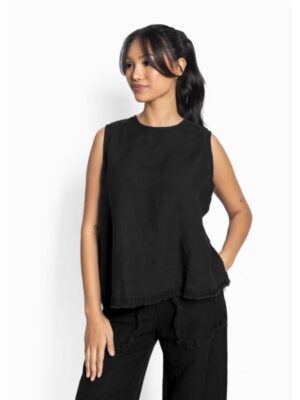 Lila Linen Top Jet Black
