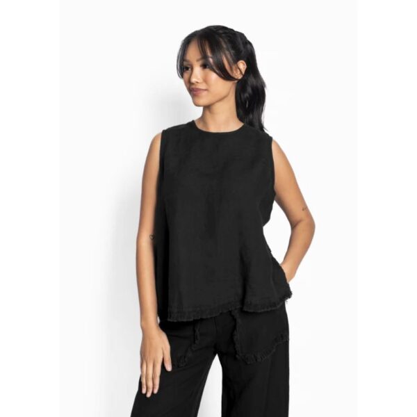 Lila Linen Top Jet Black