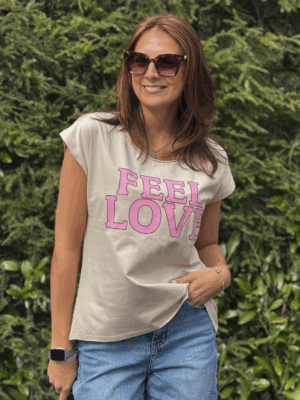 T-shirt Feel Love Sand/Rose