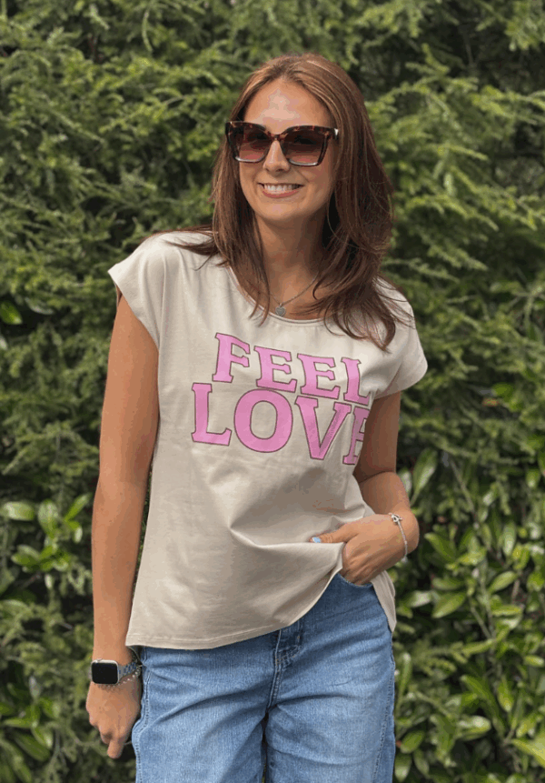T-shirt Feel Love Sand/Rose