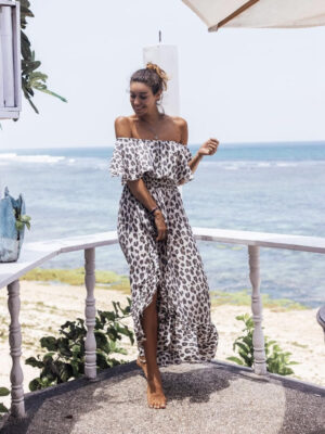 Bamboo Dress Leopard Cream