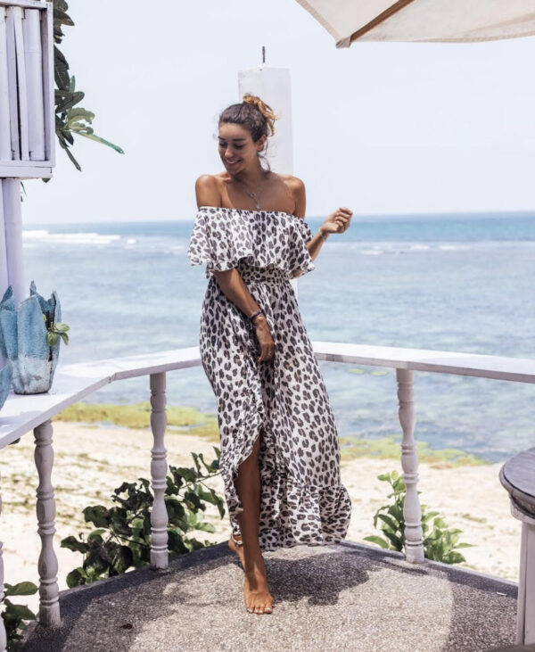 Bamboo Dress Leopard Cream