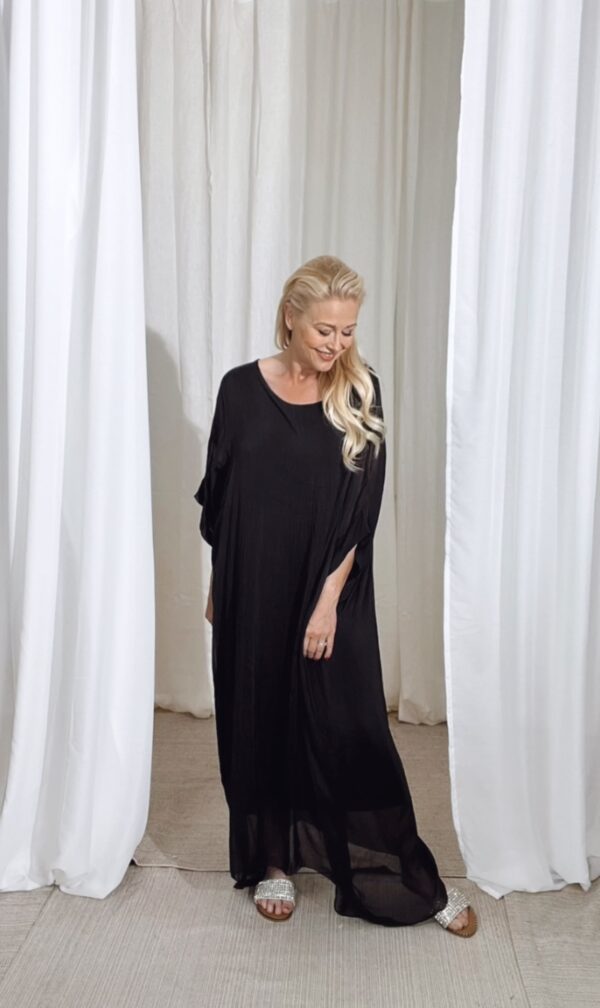 Viskos Silkesklänning Black - Image 3