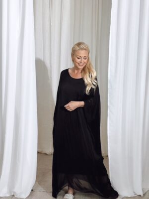 Viskos Silkesklänning Black