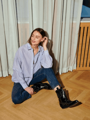 Skjorta Feline Chambray Blue Off-White