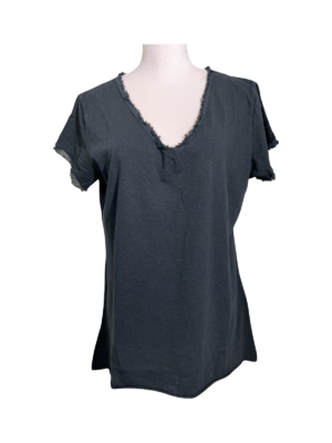 T-shirt v-ringad stentvättad Black