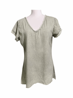 T-shirt v-ringad stentvättad Dark Grey