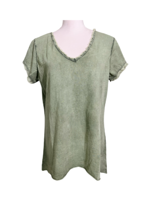 T-shirt v-ringad stentvättad Militare