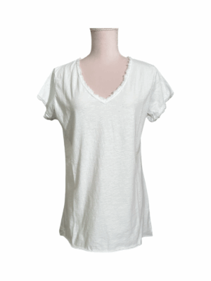 T-shirt v-ringad stentvättad White