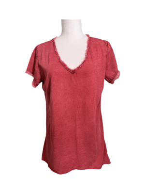 T-shirt v-ringad stentvättad Indian Red