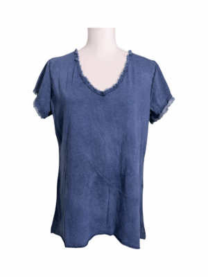 T-shirt v-ringad stentvättad Navy