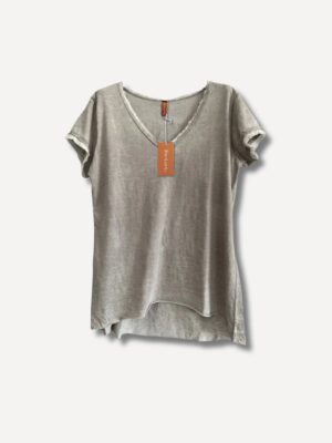 T-shirt v-ringad stentvättad Dark grey