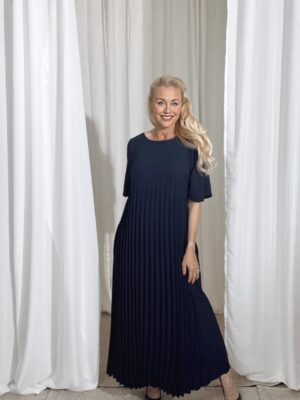 Klänning Plisserad Navy