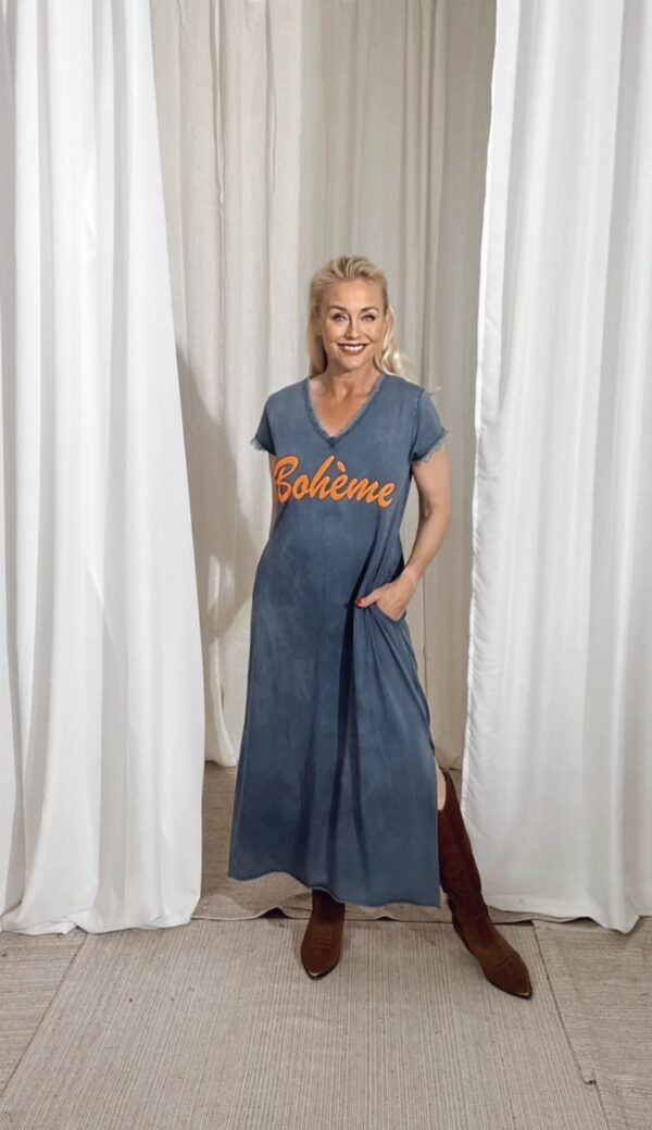 Rosalia Dress Dark Blue/ Arancio