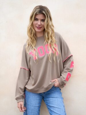 Sweatshirt Roundneck Yoga Sand Neonpink