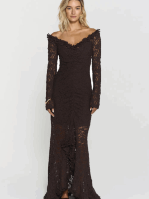 Ashley Lace Dress Mocha Brown