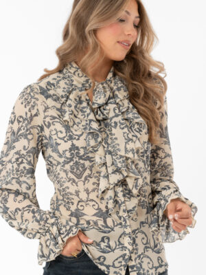 Antoinette Blouse Sand/Midnight Blue