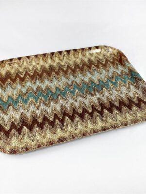 Bricka 27x20 cm, Wavy gold, guld/vågor