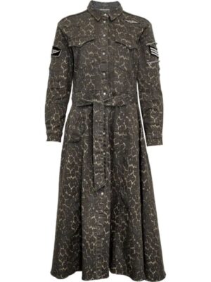 Foxy Leopard Long Dress Grey