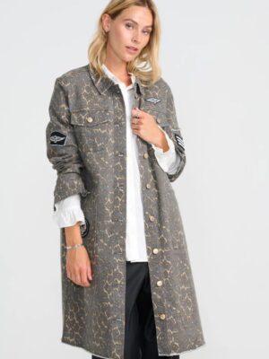 Foxy Leopard Long Jacket Grey