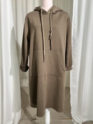 Vide Hoodie Klänning Taupe