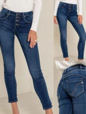 Jeans m Knappgylf Mid Wash