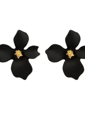 Lilly flower earring, black
