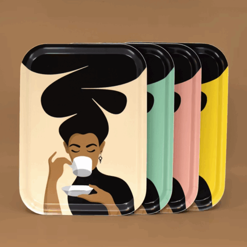 Bricka Kaffekvinnan Sand - 20-27cm