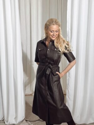 Long Leather Dress Black